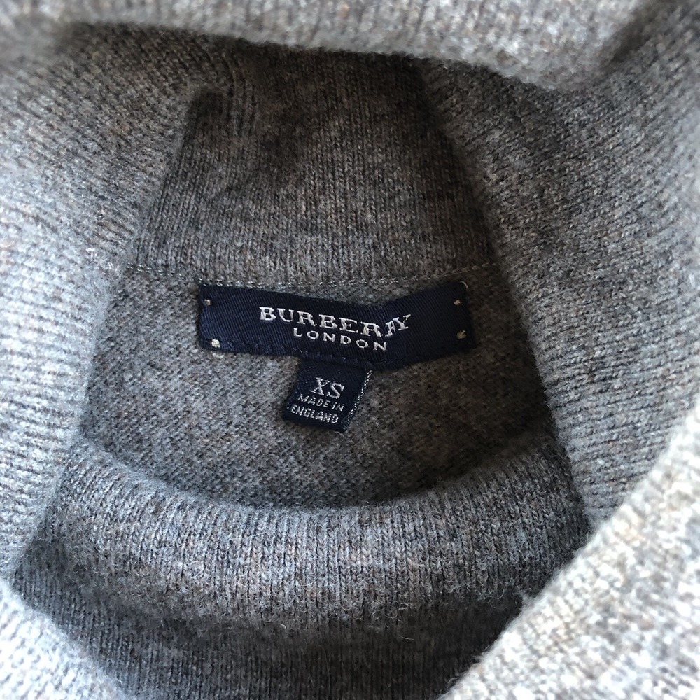 Burberry London Pure New Wool Short Sleeve Sweater Womens XS Gray Turtleneck Top - Picture 5 of 10